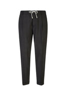 Pantaloni ELEVENTY, pinstripe wool jogger trousers with pleats, Negru