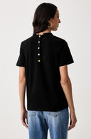 Tricou ELISABETTA FRANCHI, button-back T-shirt, Negru