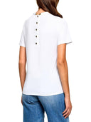 Tricou ELISABETTA FRANCHI, button-back T-shirt, Alb