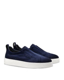 Loafers SANTONI, Men's blu suede slip-on sneaker