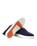 Loafers SANTONI, Men's blu suede slip-on sneaker
