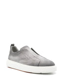 Loafers SANTONI, Suede slip-on sneaker, Grey