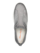 Loafers SANTONI, Suede slip-on sneaker, Grey