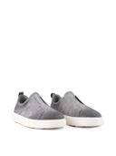 Loafers SANTONI, Suede slip-on sneaker, Grey