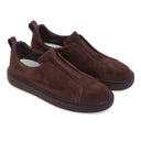 Loafers SANTONI, Suede slip-on, Brown