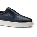 Loafers Santoni, blue leather slip-on sneaker