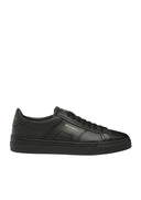 Sneakers SANTONI, black leather double buckle sneaker