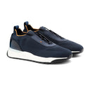 Sneakers SANTONI, blue stretch knit sneaker