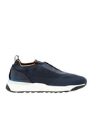Sneakers SANTONI, blue stretch knit sneaker