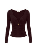 Bluza ELISABETTA FRANCHI, Jersey top with gold button, Visiniu