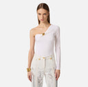 Top ELISABETTA FRANCHI, lightweight crêpe jersey fabric, Alb