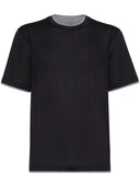 Tricou BRUNELLO CUCINELLI, Layered Effect, Silk Cotton, Black
