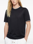 Tricou BRUNELLO CUCINELLI, Layered Effect, Silk Cotton, Black
