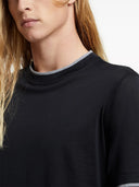 Tricou BRUNELLO CUCINELLI, Layered Effect, Silk Cotton, Black