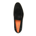 Loafers Santoni, Contrast Stitching Suede, Black