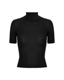 Top ELISABETTA FRANCHI, Sheer knit top, Negru
