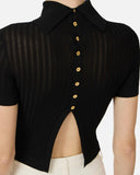 Top ELISABETTA FRANCHI, Sheer knit top, Negru
