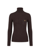 Helanca ELISABETTA FRANCHI, Knit turtleneck top with openwork embroideries