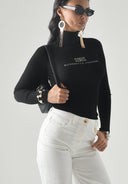 Bluza ELISABETTA FRANCHI, Ribbed knit turtleneck top, Negru