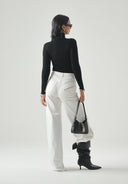 Bluza ELISABETTA FRANCHI, Ribbed knit turtleneck top, Negru