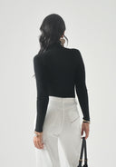 Bluza ELISABETTA FRANCHI, Ribbed knit turtleneck top, Negru