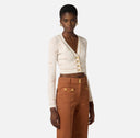 Top ELISABETTA FRANCHI, knit fabric with diamond-shaped jacquard fabric