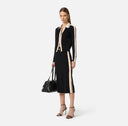 Cardigan ELISABETTA FRANCHI, Knit fabric jacket with shiny viscose bands, Negru