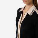 Cardigan ELISABETTA FRANCHI, Knit fabric jacket with shiny viscose bands, Negru