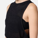 TOP ELISABETTA FRANCHI, Lurex Knit, Band, Black