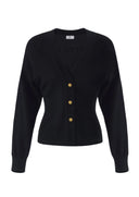 Cardigan ELISABETTA FRANCHI, Logo insert on back, Negru