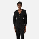 Cardigan ELISABETTA FRANCHI, Logo insert on back, Negru