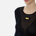 Top ELISABETTA FRANCHI, Top in open-knit fabric, Black