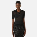 Tricou ELISABETTA FRANCHI, Nylon polo shirt with bra, Negru