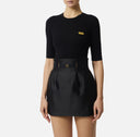 Bluza ELISABETTA FRANCHI, Micro-braided knit top, Negru