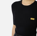 Bluza ELISABETTA FRANCHI, Micro-braided knit top, Negru