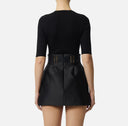 Bluza ELISABETTA FRANCHI, Micro-braided knit top, Negru