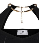 Top ELISABETTA FRANCHI , Knit top with jewel detail,Black