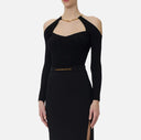 Top ELISABETTA FRANCHI , Knit top with jewel detail,Black