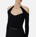 Top ELISABETTA FRANCHI , Knit top with jewel detail,Black