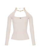 Top ELISABETTA FRANCHI, Knit top with jewel detail