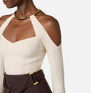 Top ELISABETTA FRANCHI, Knit top with jewel detail
