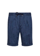 Pantaloni scurti Brunello Cucinelli Chevron Bermuda Shorts, Bleumarin
