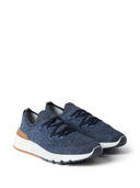 Sneakers BRUNELLO CUCINELLI, Mesh Knitted, Lace Up, Navy Blue