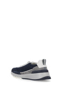 Sneakers BRUNELLO CUCINELLI, Grained Calfskin, Logo Insert, Navy Blue