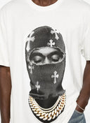 Tricou IH NOM UH NIT, Mask Crosses Print, All White
