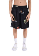Pantaloni scurti IH NOM UH NIT, bermuda old cards print, Black