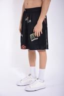 Pantaloni scurti IH NOM UH NIT, bermuda old cards print, Black