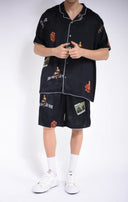 Pantaloni scurti IH NOM UH NIT, bermuda old cards print, Black