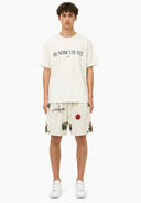 Pantaloni scurti IH NOM UH NIT, bermuda old cards print, Alb