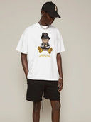 Tricou DOMREBEL, NY BEAR, White